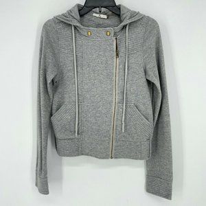 Mike & Chris Biker Jacket Women's Sz S Moto Hoodie Full-Zip Quilted Hooded Gray